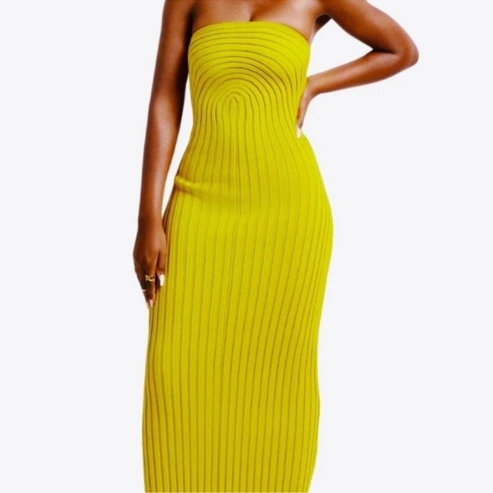 Elegant Yellow Strapless Dress